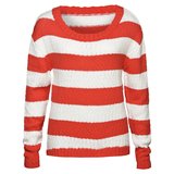 New Yorker - Fishbone Sister női piros csíkos kötött pulóver