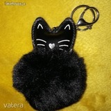 Fekete macska cicás védelmező kulcstartó ÚJ!! << lejárt 261780