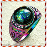 Gyönyörű titániummal bevont ezüst színjátszó tűz opál gyűrű 16,8 mm es A legújabb modell << lejárt 289731