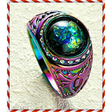 Gyönyörű titániummal bevont ezüst színjátszó tűz opál gyűrű 16,6 mm es A legújabb modell << lejárt 538385