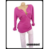 Love to Lounge magenta-rózsaszín, gombos nyakú pizsama (L) << lejárt 442511