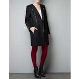 Zara fekete cipzár díszes kabát