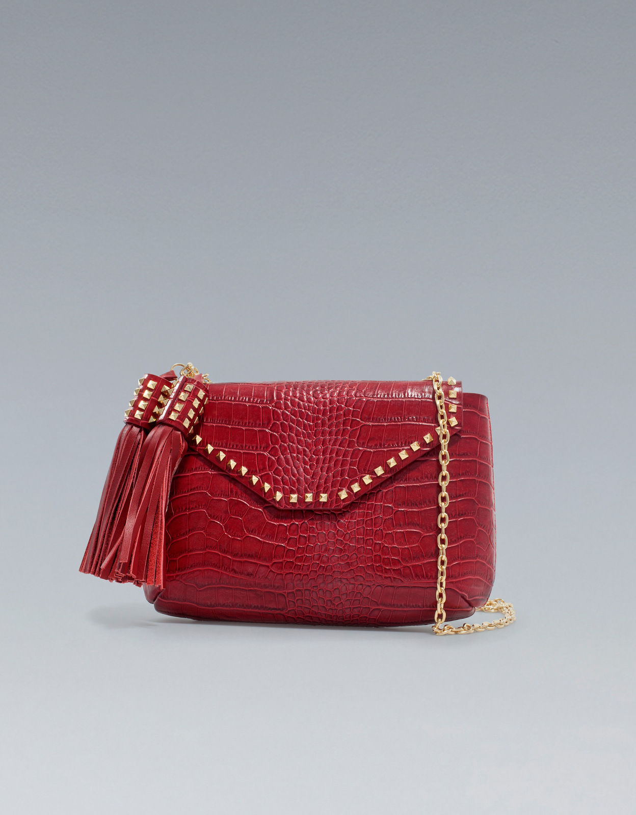 Zara vörös krokodil mintás táska fotója