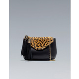 Zara leopárd-fekete láncos táska