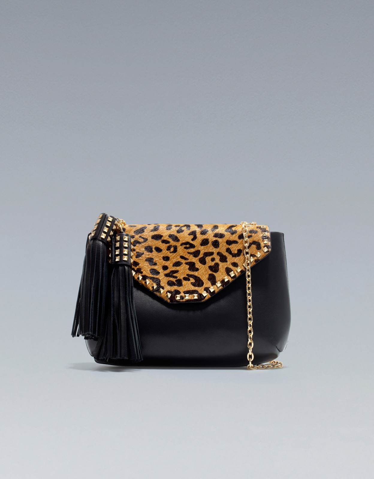 Zara leopárd-fekete láncos táska fotója