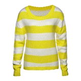 New Yorker - Fishbone Sister női sárga csíkos kötött pulóver