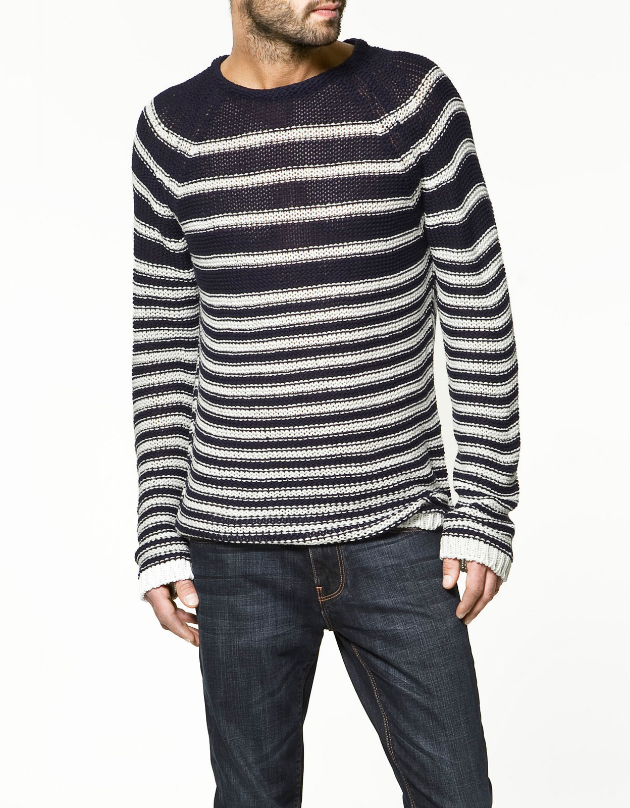 Zara csíkos kötött pulóver fotója