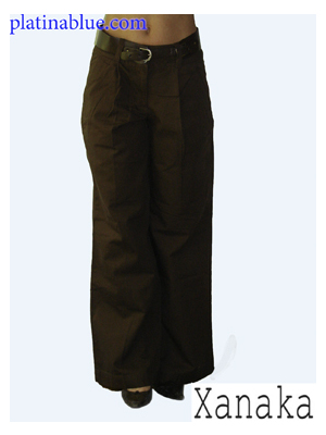 Platinablue barna műbőr nadrág övvel nadrág