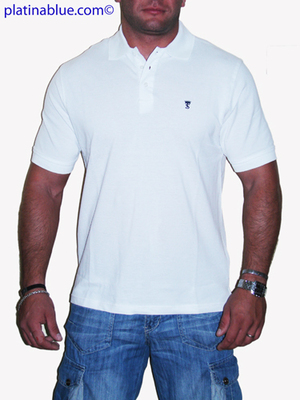 Platinablue fehér galléros férfi ruházat póló