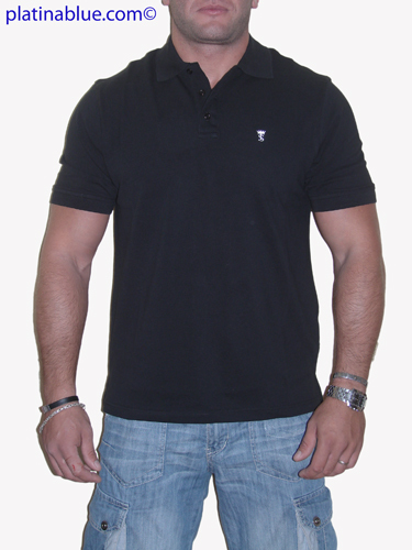 Platinablue fekete póló rövid ujjú pamut póló fotója