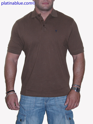Platinablue barna férfi galléros felső póló