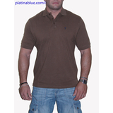 Platinablue barna férfi galléros felső póló