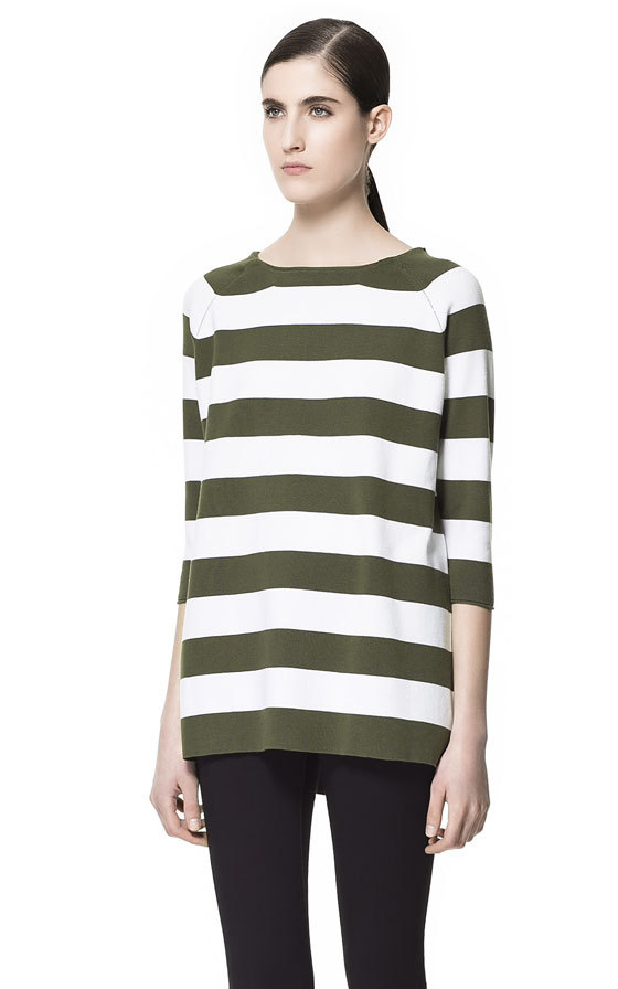 Zara hátul sliccelt csíkos pulóver 2013 fotója