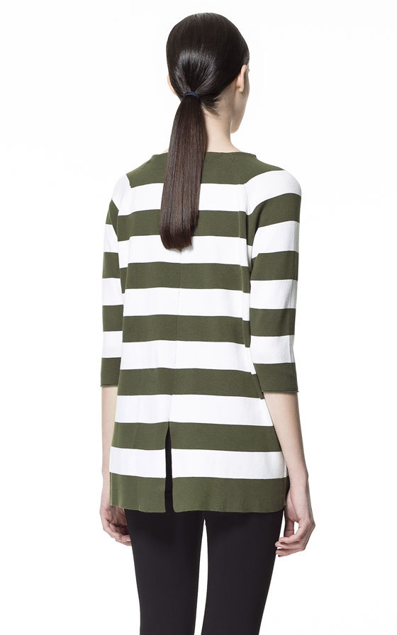 Zara hátul sliccelt csíkos pulóver 2013.6.5 #37101 fotója