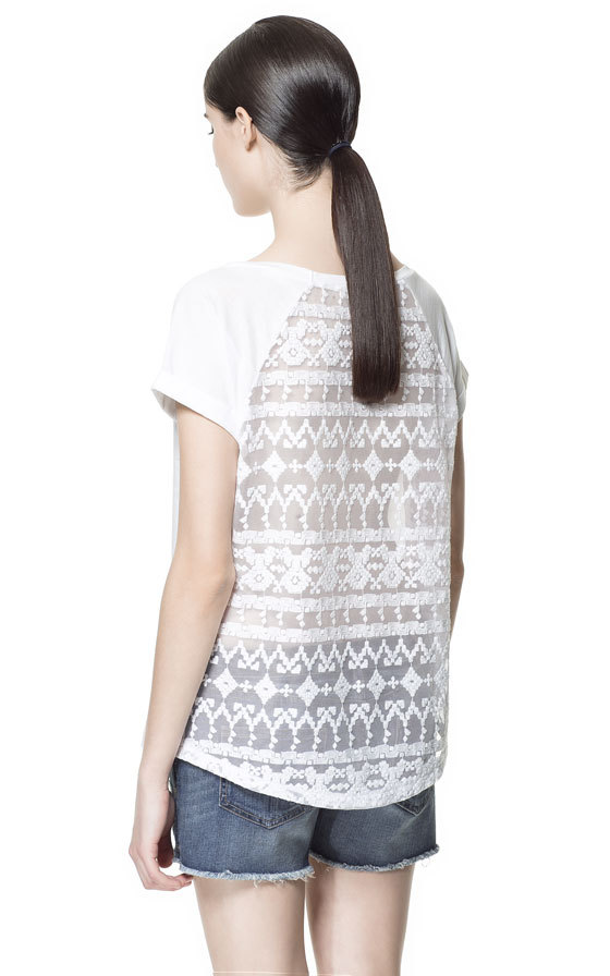 Zara fehér póló hímzett hátrésszel 2013.6.5 fotója