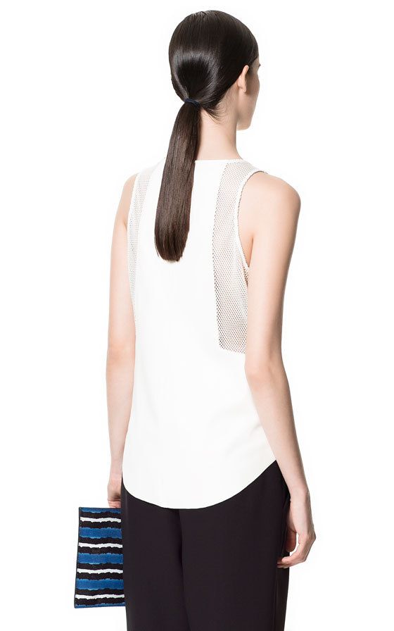 Zara hálós fehér top 2013.6.5 fotója