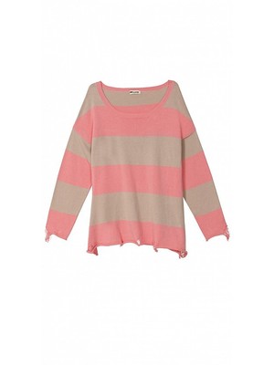 Tezenis pink-bézs csíkos pulóver
