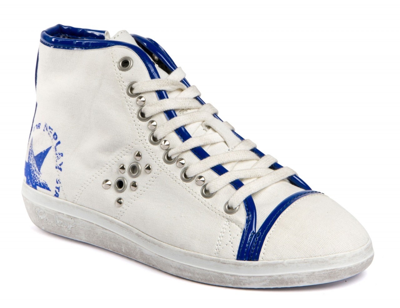 Replay kék-fehér szegecses tornacipő fotója