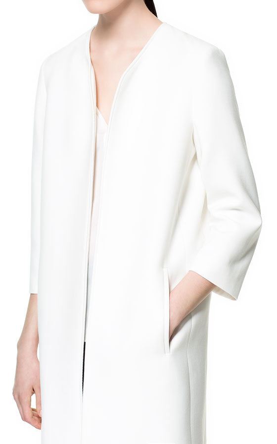 Zara kerek nyakú fehér kabát 2013.4.9 #36864 fotója