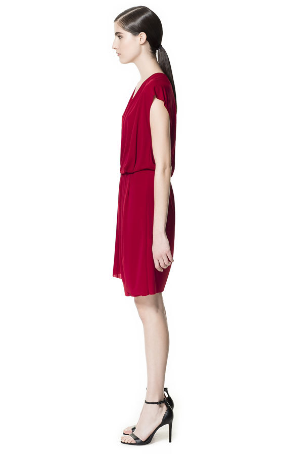 Zara átlapolt bordó ruha 2013 fotója