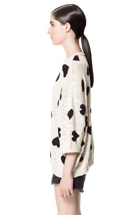 Zara szíves jacquard pulóver 2013.4.9 fotója