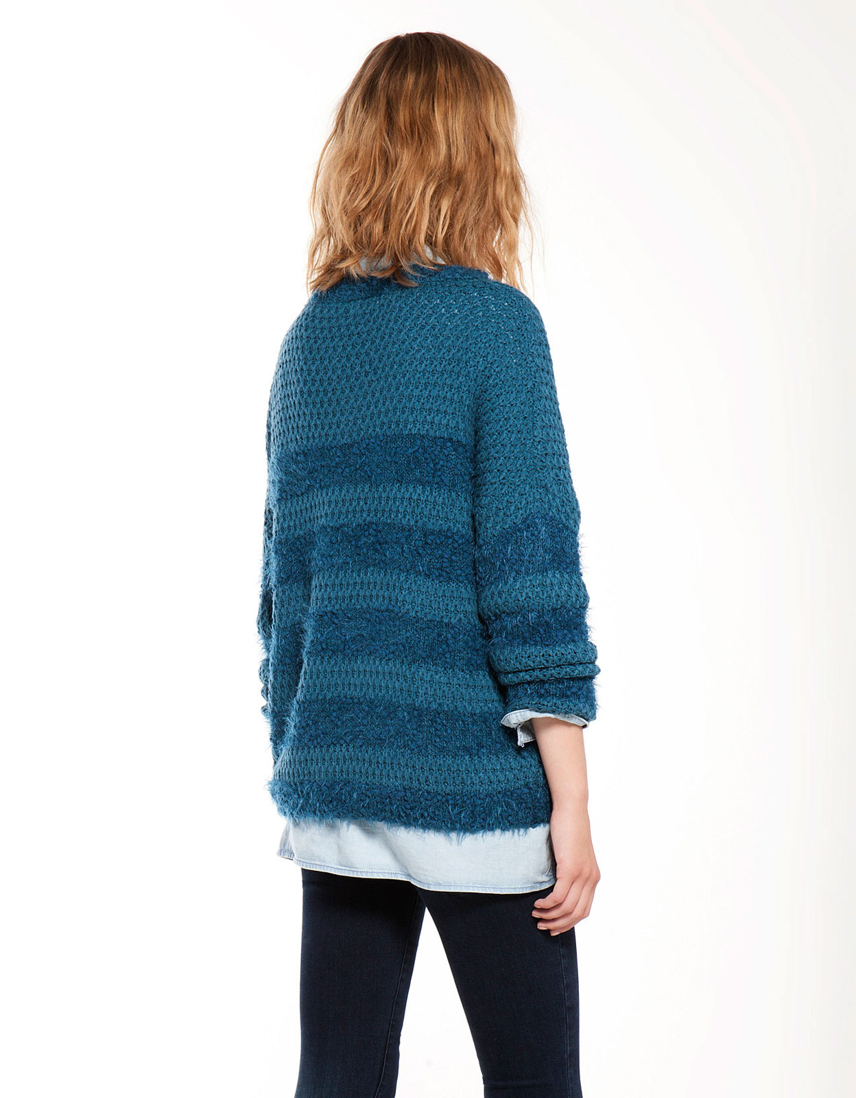 Bershka kék sávos kötött pulóver 2013 fotója