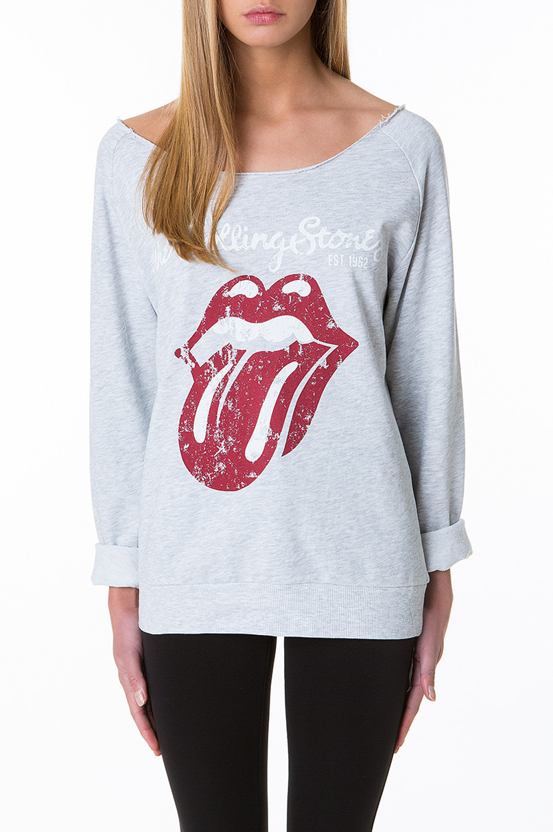 Tally Weijl szürke "Rolling Stones" nyomatos pulóver fotója