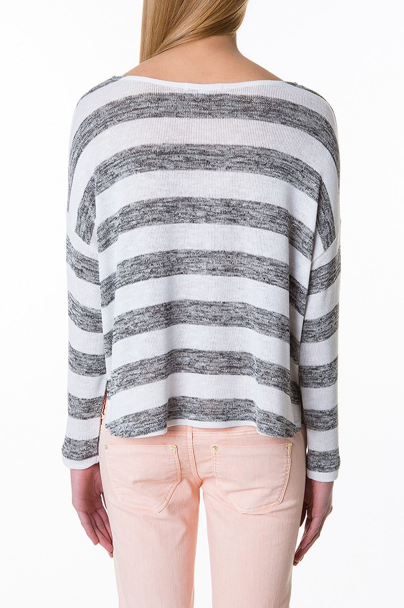 Tally Weijl fehér-szürke csíkos kötött pulóver 2014 fotója