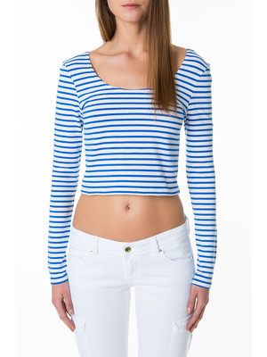 Tally Weijl kék & fehér csíkos rövid póló