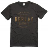 Replay pamut kereknyakú T-shirt Replay felirattal