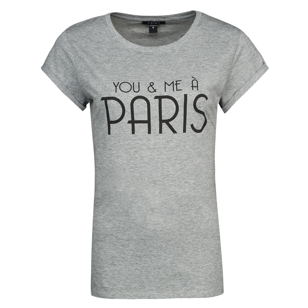 New Yorker You & Me á Paris feliratos szürke női póló fotója