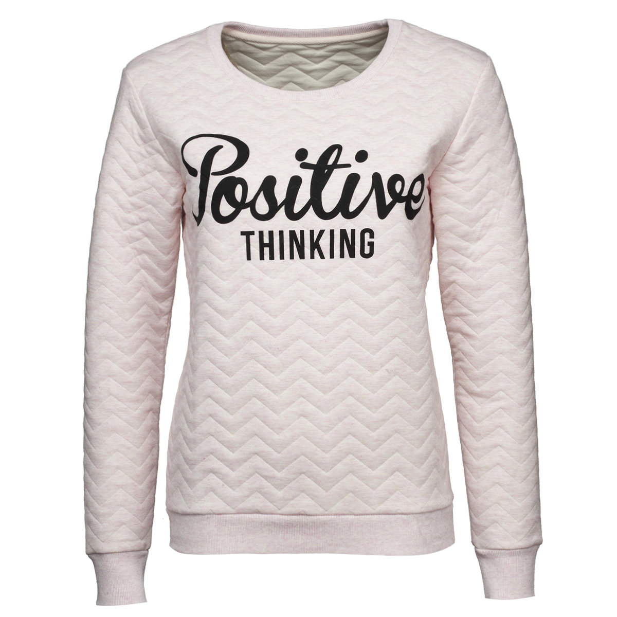New Yorker Positive thinking feliratos pasztellrózsaszín pulóver fotója