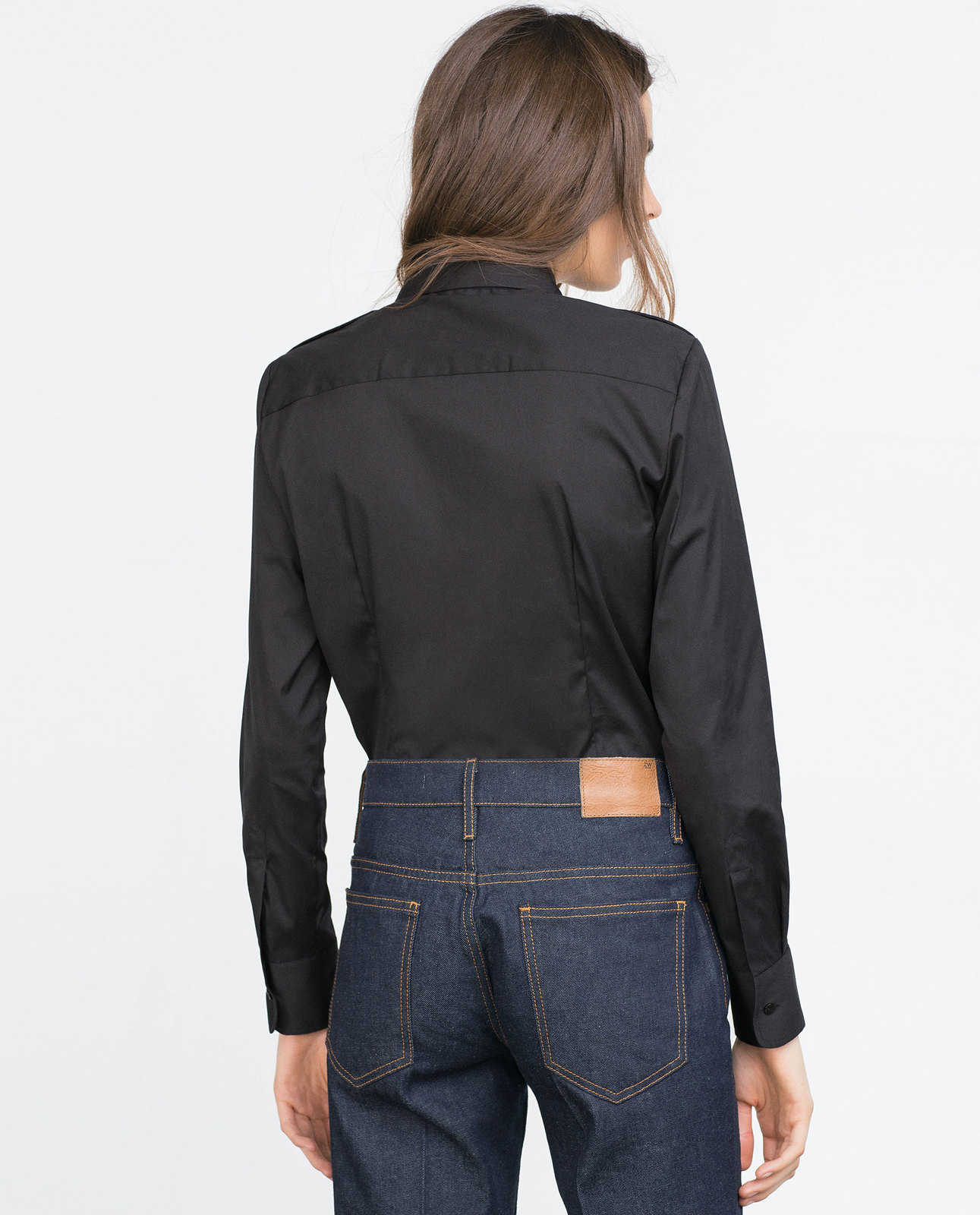 Zara női fekete puplin ing 2015.10.15 fotója