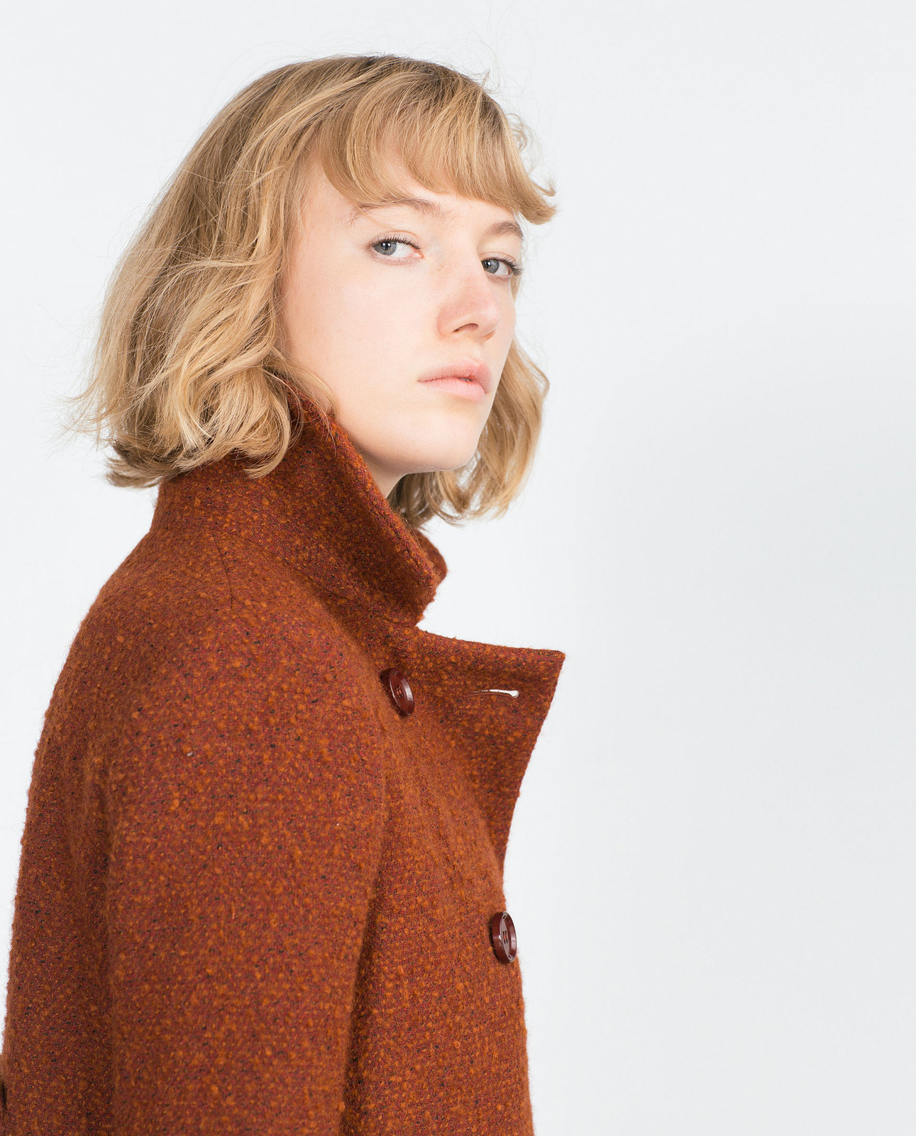 Zara konyak színű női buklé kabát 2015.10.15 fotója
