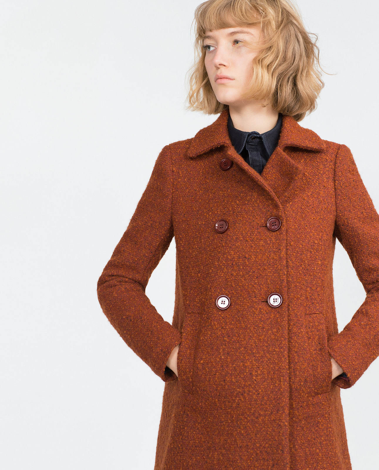 Zara konyak színű női buklé kabát 2015.10.15 #88105 fotója