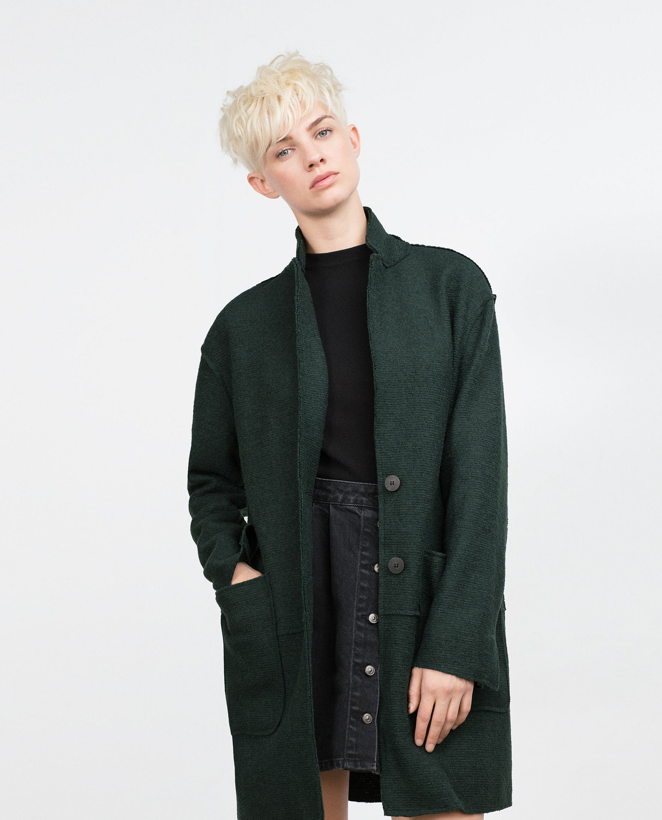 Zara zöld női gyapjú kabát 2015 fotója