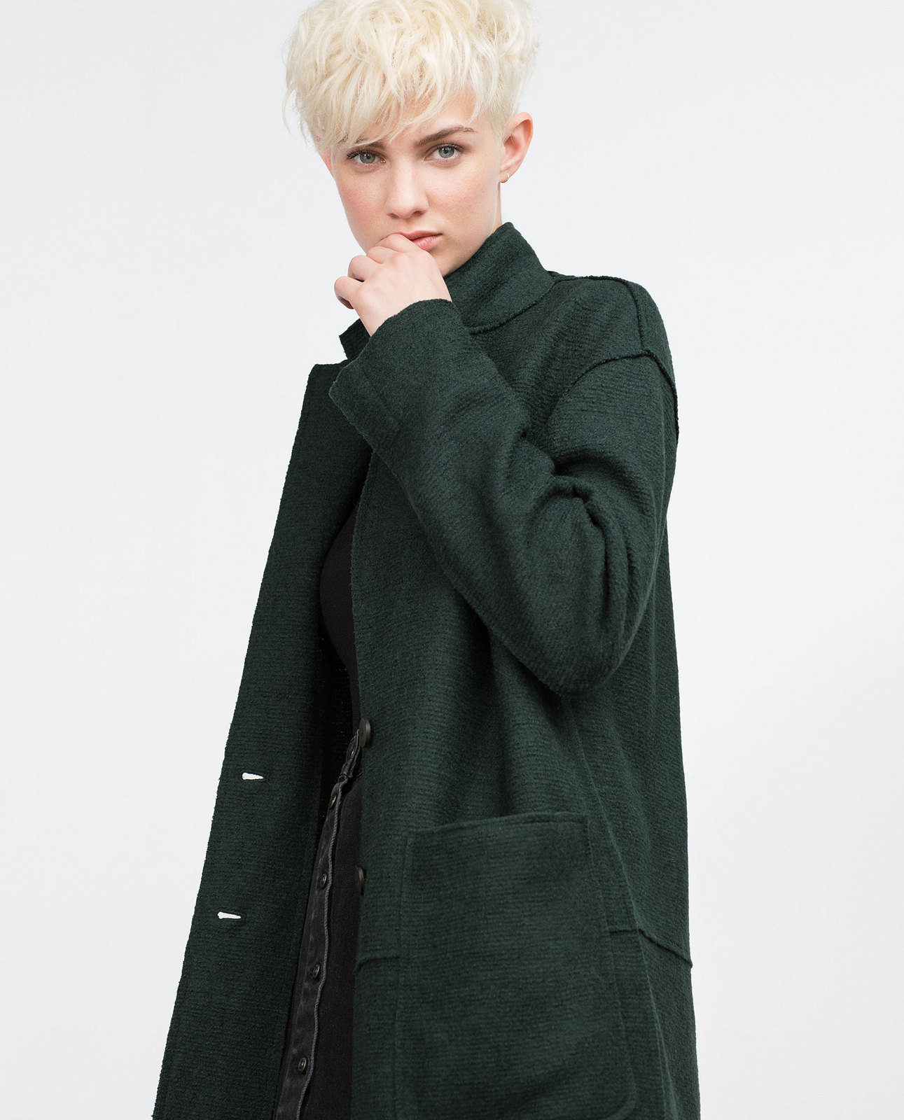 Zara zöld női gyapjú kabát 2015.10.15 fotója