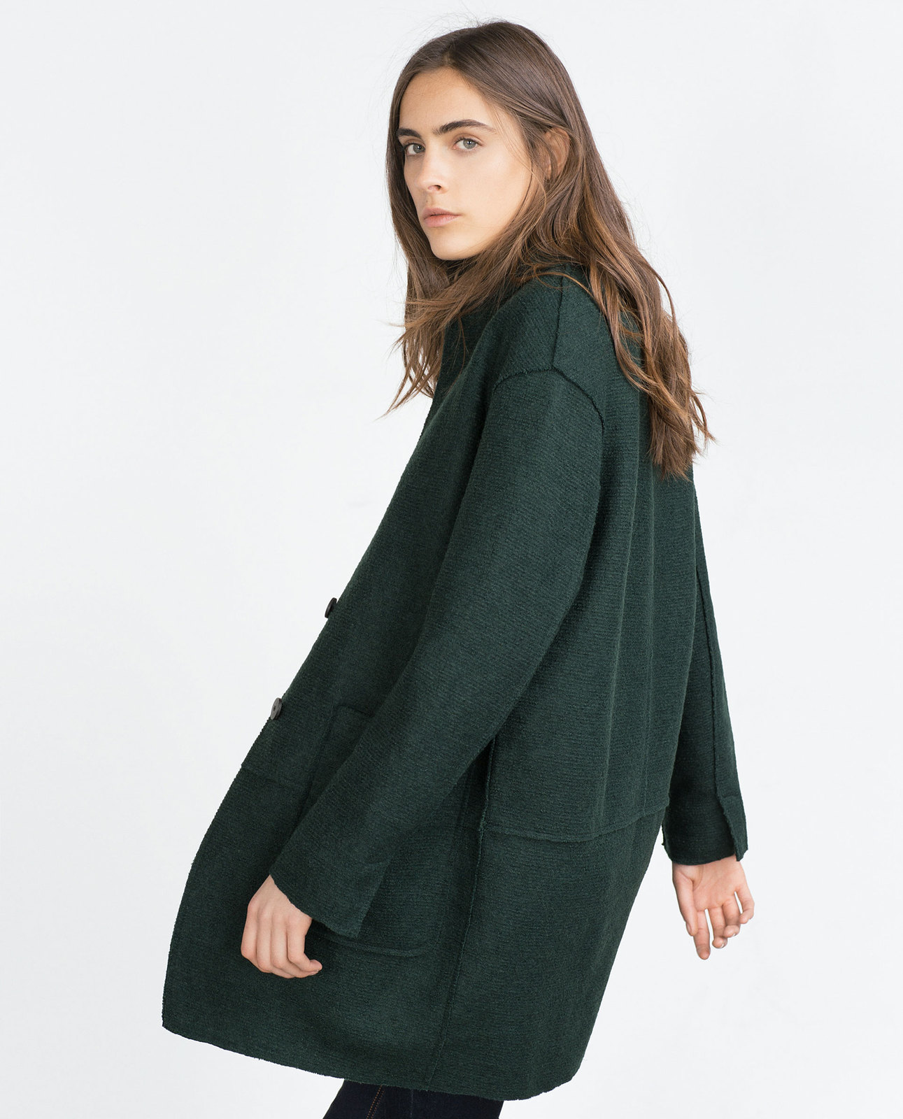 Zara sötétzöld női gyapjú kabát 2015.10.15 #88190 fotója