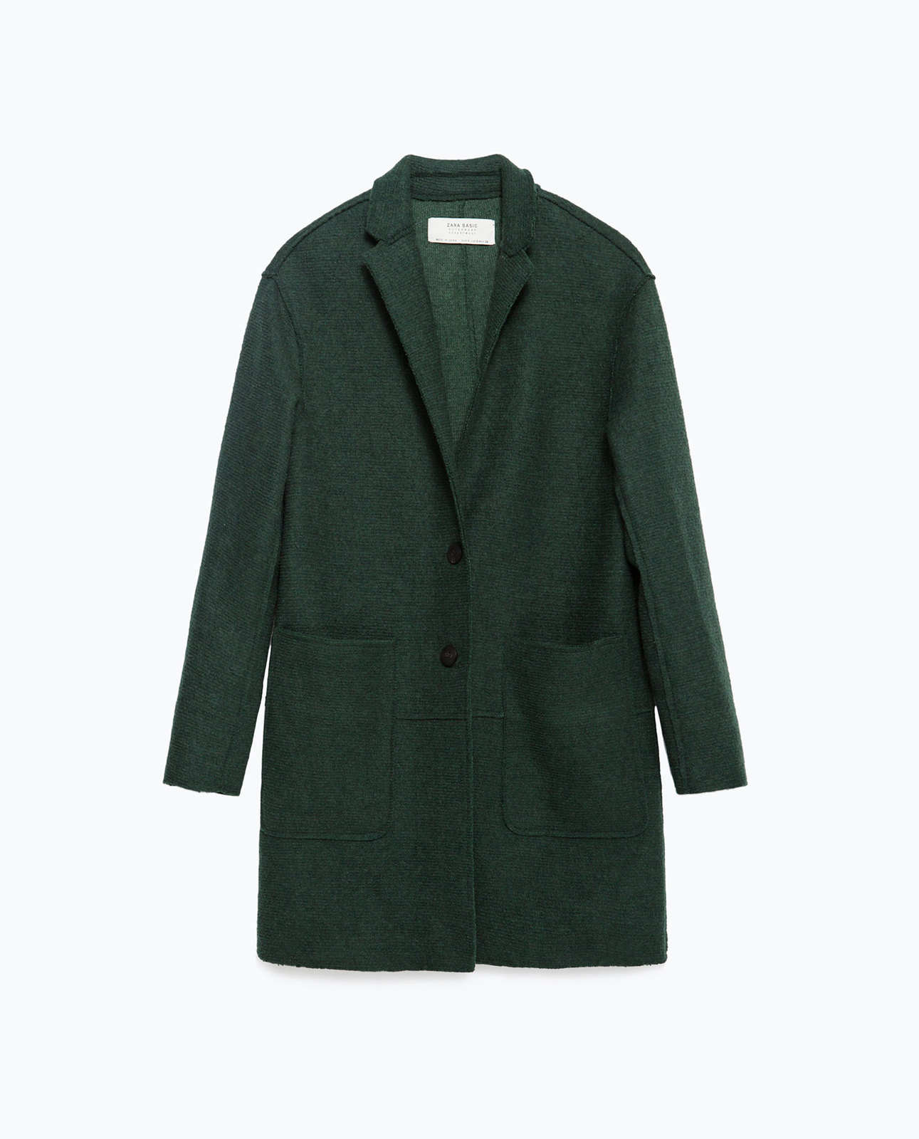 Zara sötétzöld női gyapjú kabát 2015.10.15 #88193 fotója