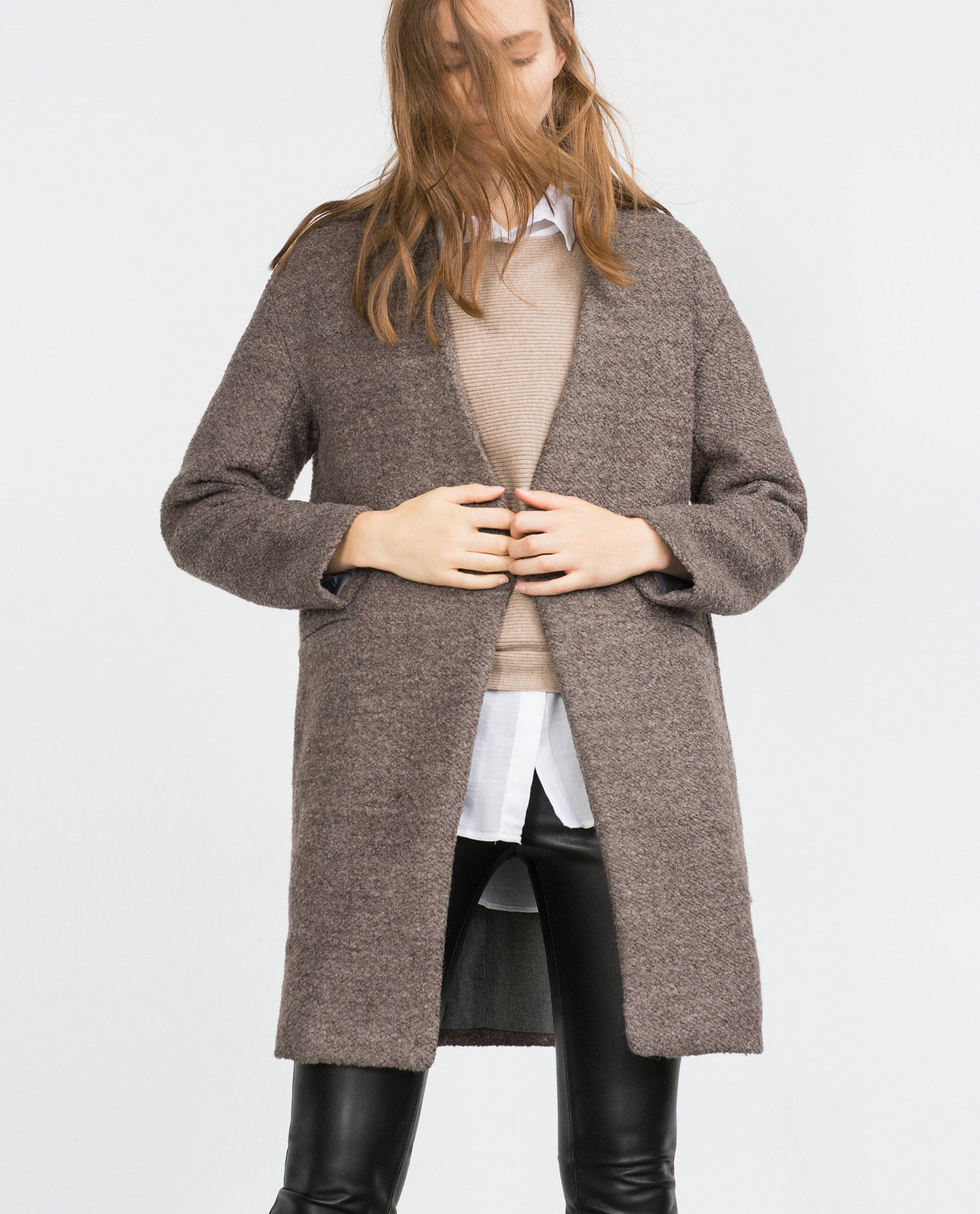 Zara női buklé gyapjú kabát 2015 fotója
