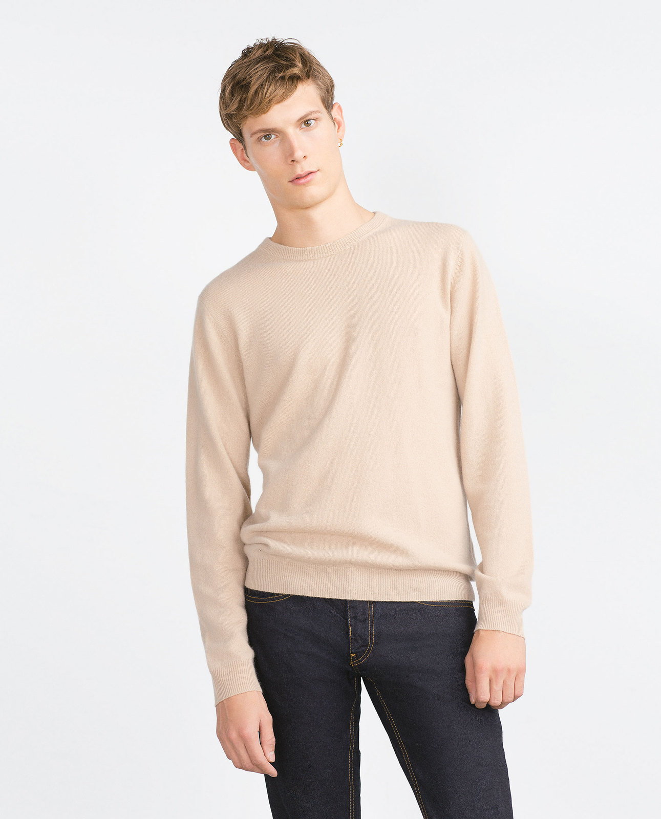 Zara férfi bézs kasmír pulóver 2015.10.16 fotója