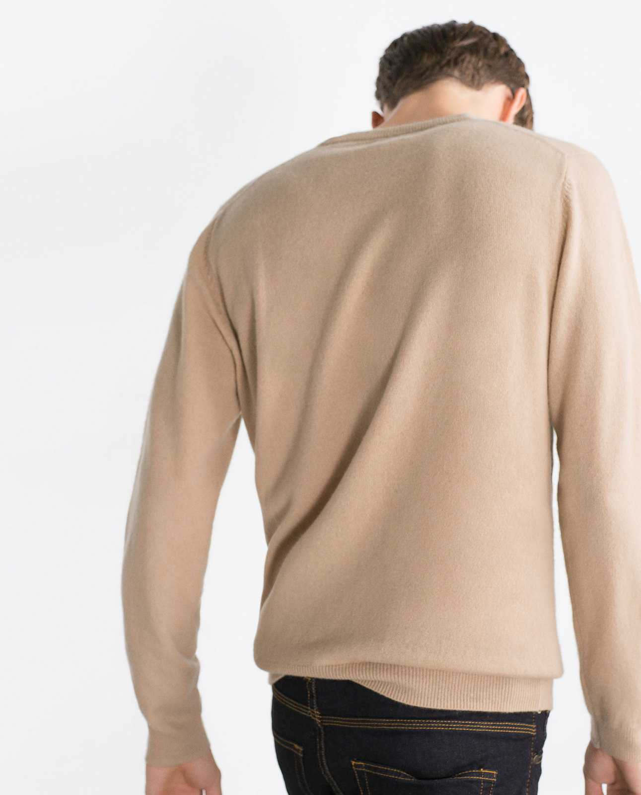 Zara férfi bézs kasmír pulóver 2015.10.16 #89026 fotója