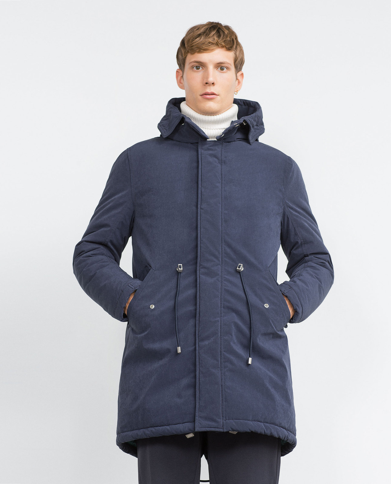 Zara kék kapucnis téli kabát 2015.10.15 fotója
