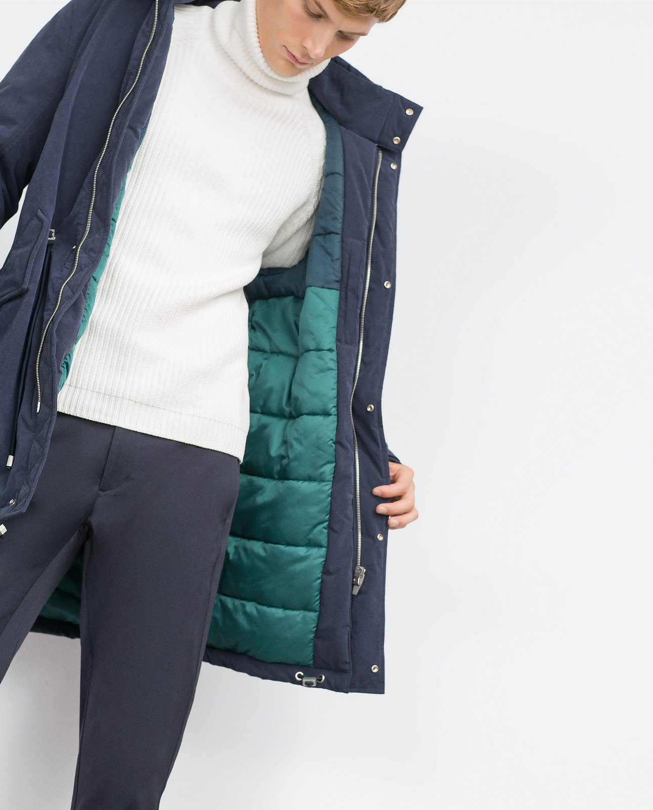 Zara kék kapucnis téli kabát 2015.10.15 #89125 fotója