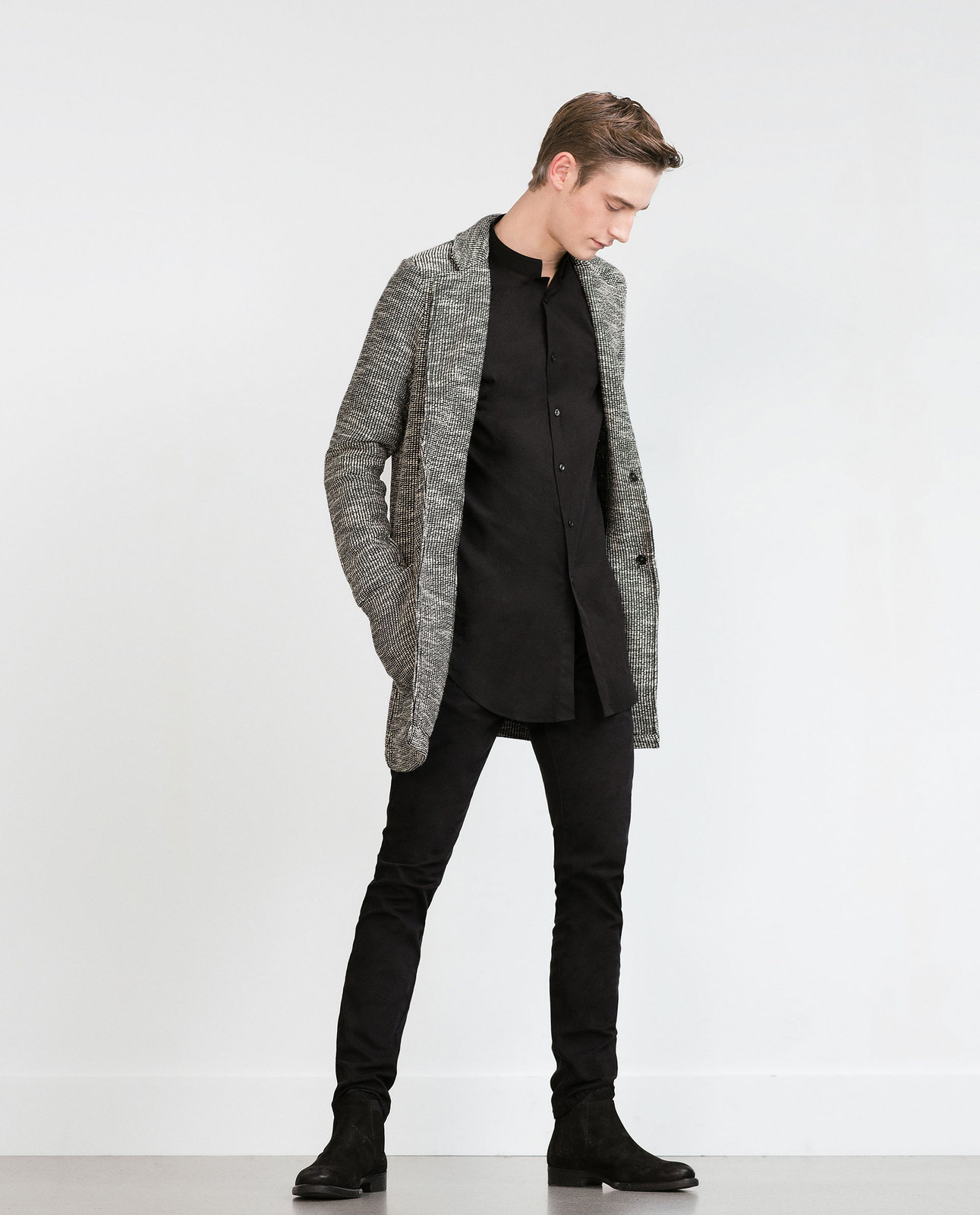 Zara szürke férfi kabát pulóver 2015 fotója