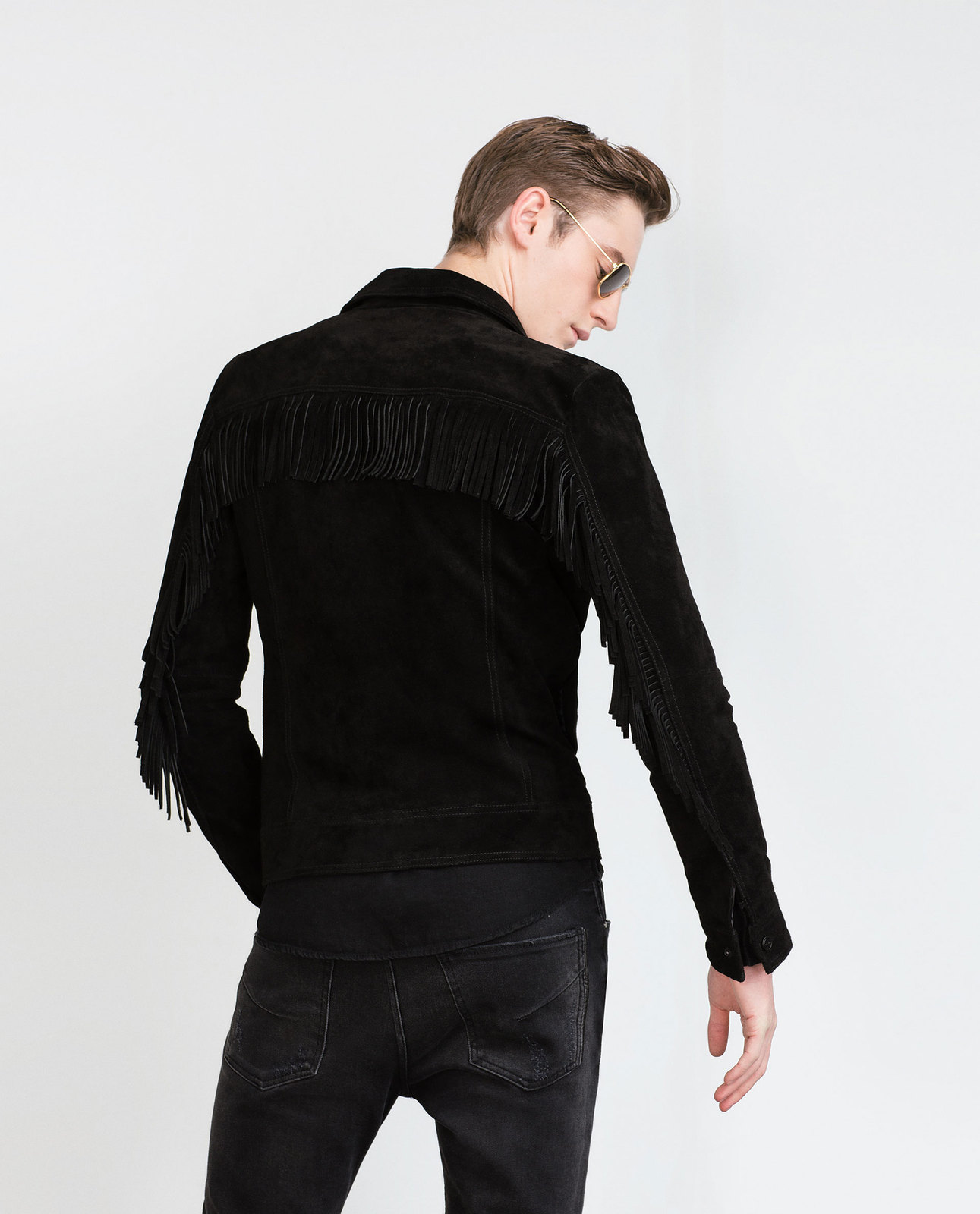 Zara férfi fekete rojtos dzseki 2015.10.15 #89576 fotója