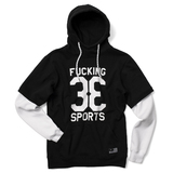 New Yorker fekete-fehér Fu***ing 33 Sports feliratos kapucnis pulcsi