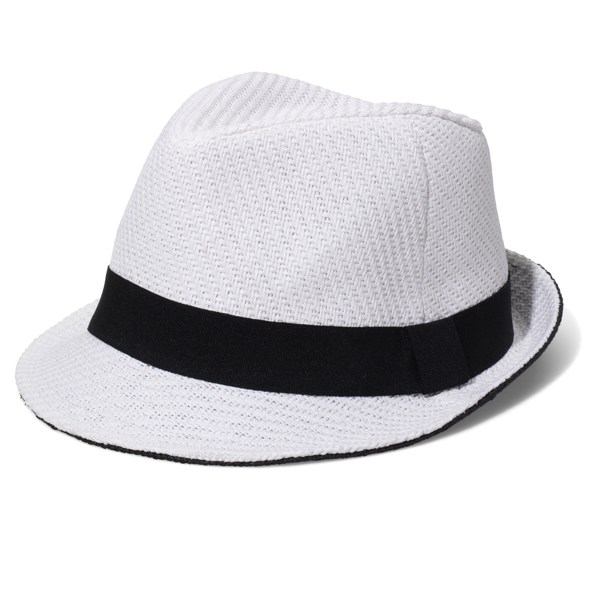 New Yorker fehér férfi textil kalap fekete szalaggal fotója