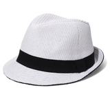New Yorker fehér férfi textil kalap fekete szalaggal kép