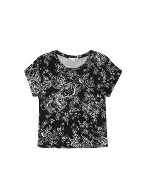 Tally Weijl fekete-fehér virágos T-shirt